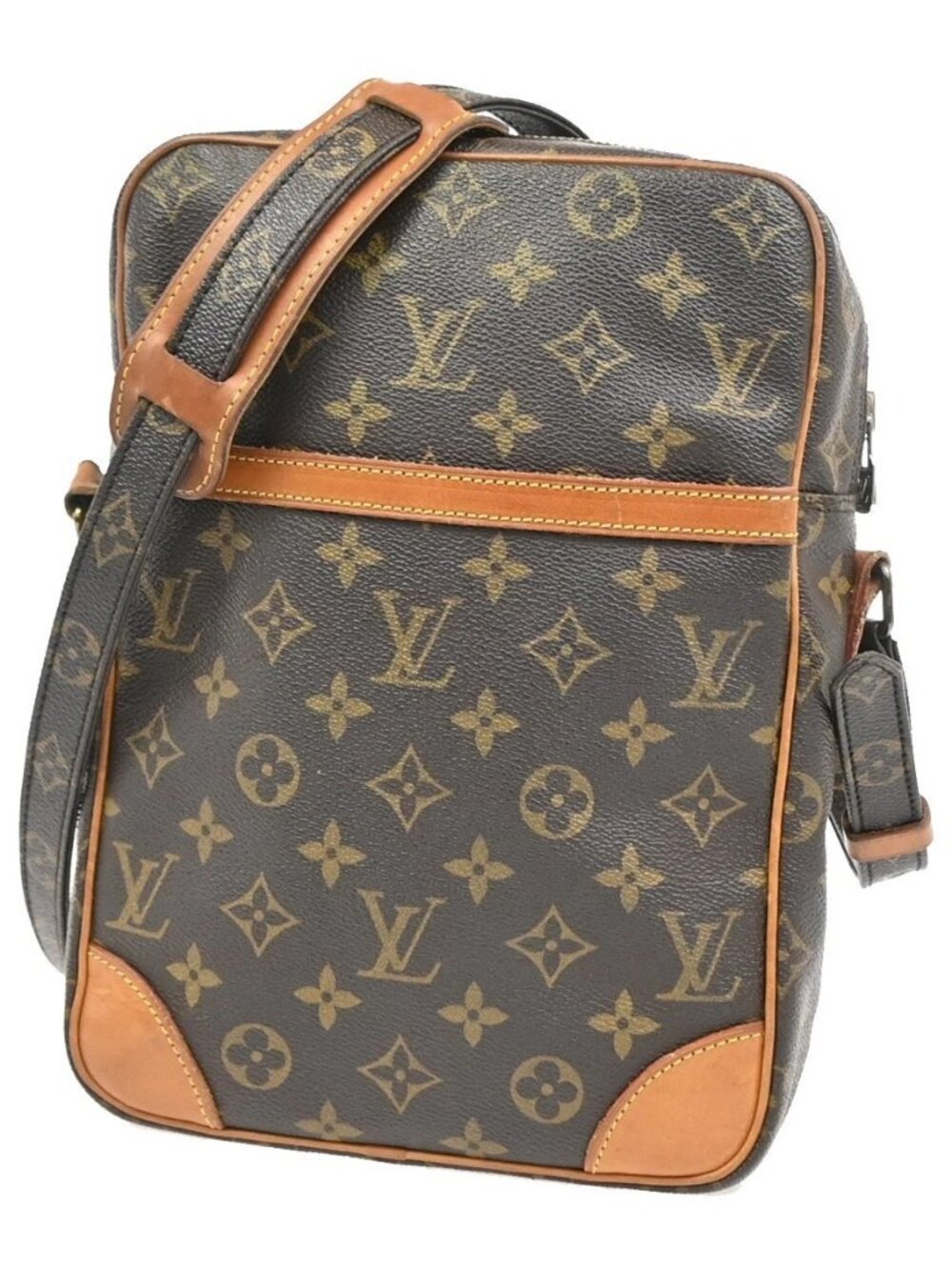 LOUIS VUITTON Logo Danube MM Shoulder Bag Monogram Leather Brown M45264 32KD603